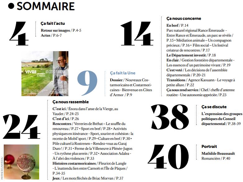 Sommaire du Côtes d'Armor Magazine n°203