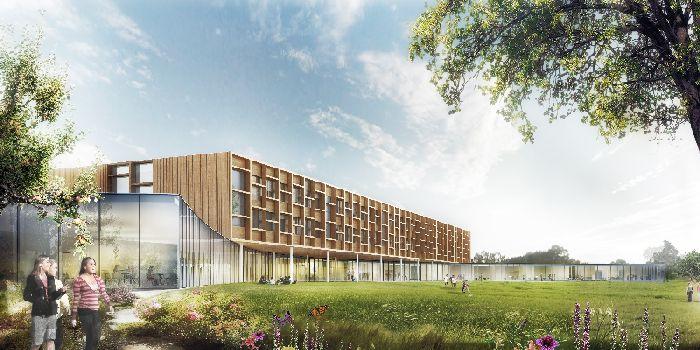 Vue extérieure du futur collège de Lamballe. Crédit : Nunc Architecte