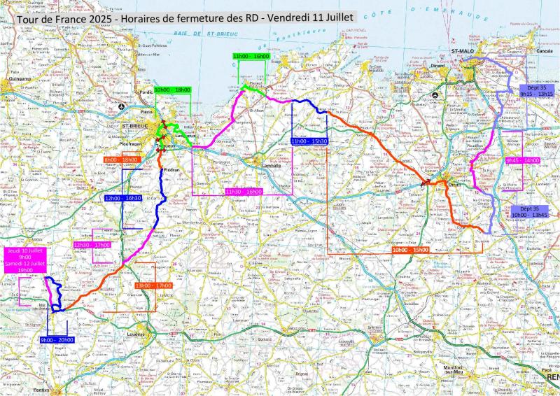 TdF 2025 - Horaires de fermeture des RD TdF 2025 - Horaires de fermeture des RD