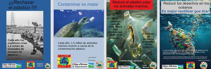4 affiches en espagnol sur les classes Eau-Biodiversité collège