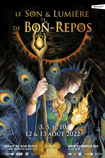 Pour l'affiche 2022, le Son et lumière a travaillé avec Lawrence Rasson, un artiste habitué de l’univers arthurien. Cette fois, c’est la prêtresse du feu que le dessinateur décide de mettre en avant. Pour l'affiche 2022, le Son et lumière a travaillé avec Lawrence Rasson, un artiste habitué de l’univers arthurien. Cette fois, c’est la prêtresse du feu que le dessinateur décide de mettre en avant.