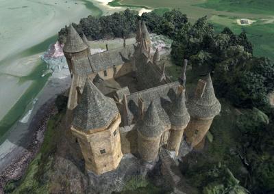 Le château au XIVe siècle en réalité augmentée à découvrir dans la future application en cours d'élaboration (Photo Inrap et DPN).